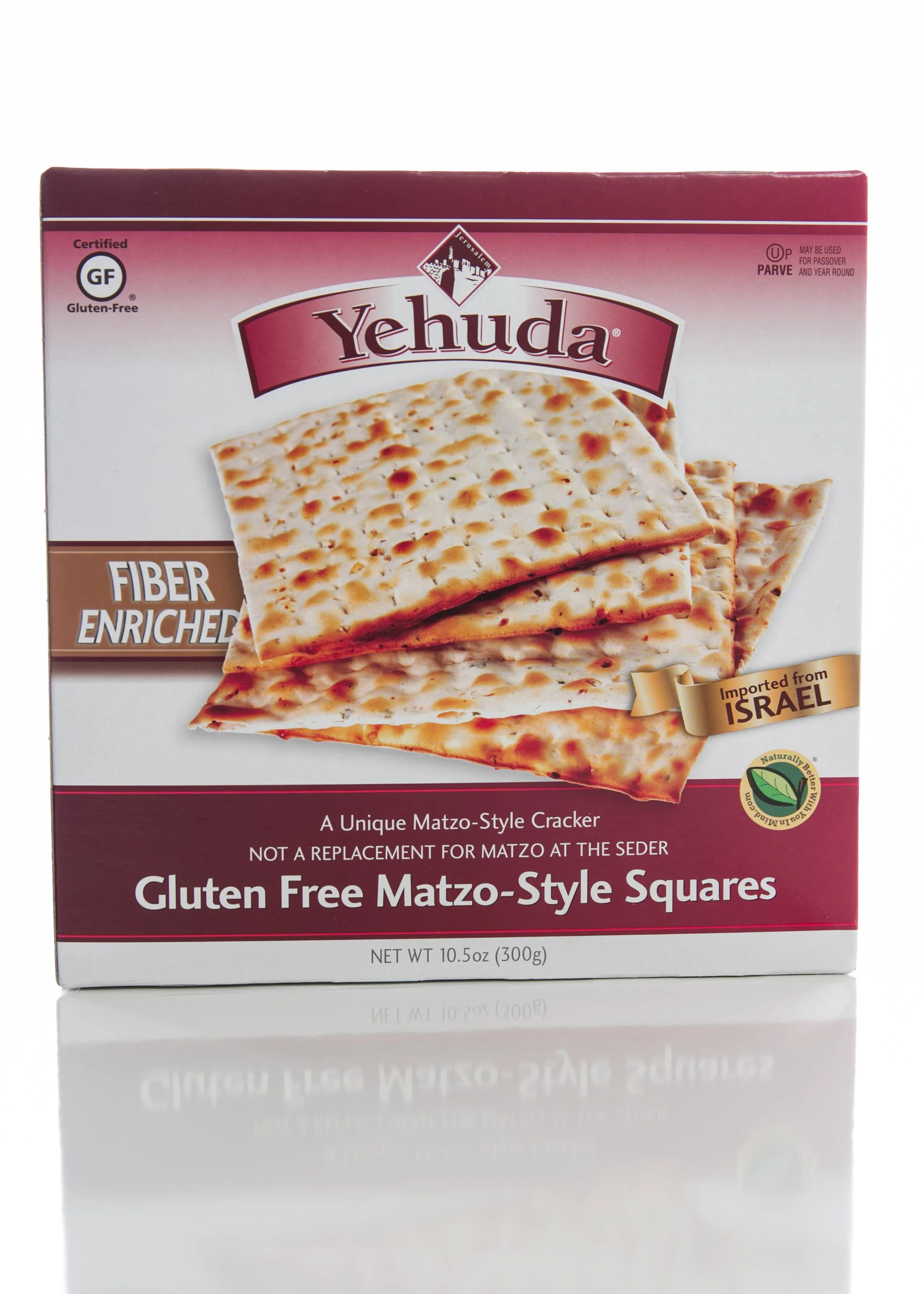 Yehuda Gluten Free High Fiber Matzo Style Squares, 10.5 Ounce