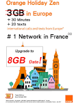 Orange Holiday Europe - 3GB Internet Data in 4G/LTE (currently 8GB promotion) + 30mn + 200 Texts from 30 Countries in Europe to Any Country Worldwide