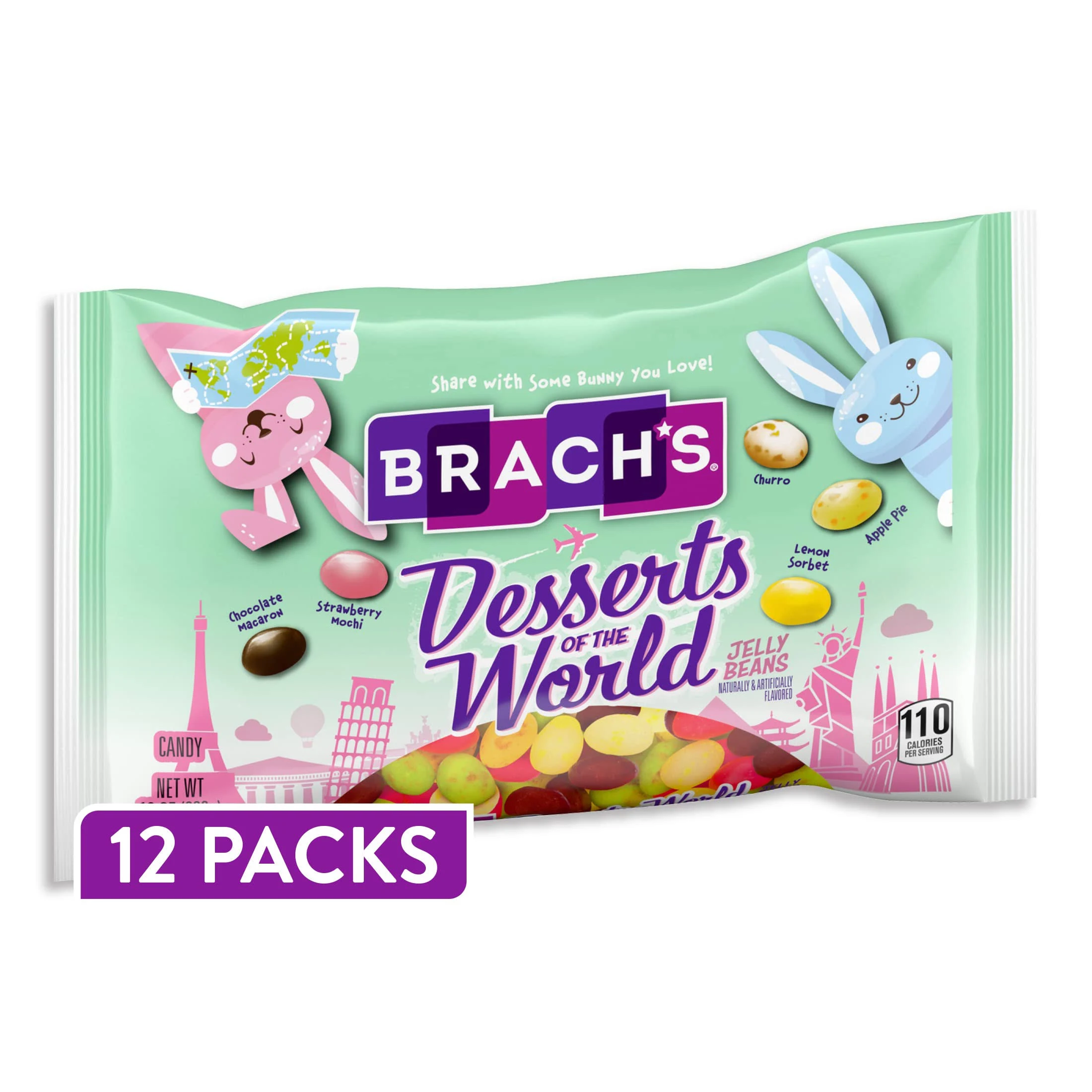 Brach's Desserts of the World Jelly Beans, Easter Candy Basket Stuffers, 10oz Bag (Pack of 12)