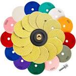 15 Pack 4 Inch Diamond Polishing Pads with 5/8” - 11 Backer Pad, Wool Felt Buffing Pad 50-8000 Grit Wet/Dry Polish Pad Kit for Drill Grinder Polisher Granite Marble Stone Concrete Countertop Quartz