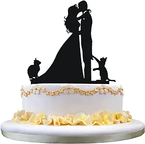 ADD ON Cat Silhouette Cake Topper, 20 Different Cat Silhouettes to Choose From,  Add a Cat to Wedding Cake Topper Bride Animal Pet Cat