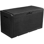 YITAHOME 100 Gallon Large Resin Deck Box Outdoor Storage with Cushion for Patio Furniture,Outdoor Cushions,Garden and Pool Supplies-Waterproof