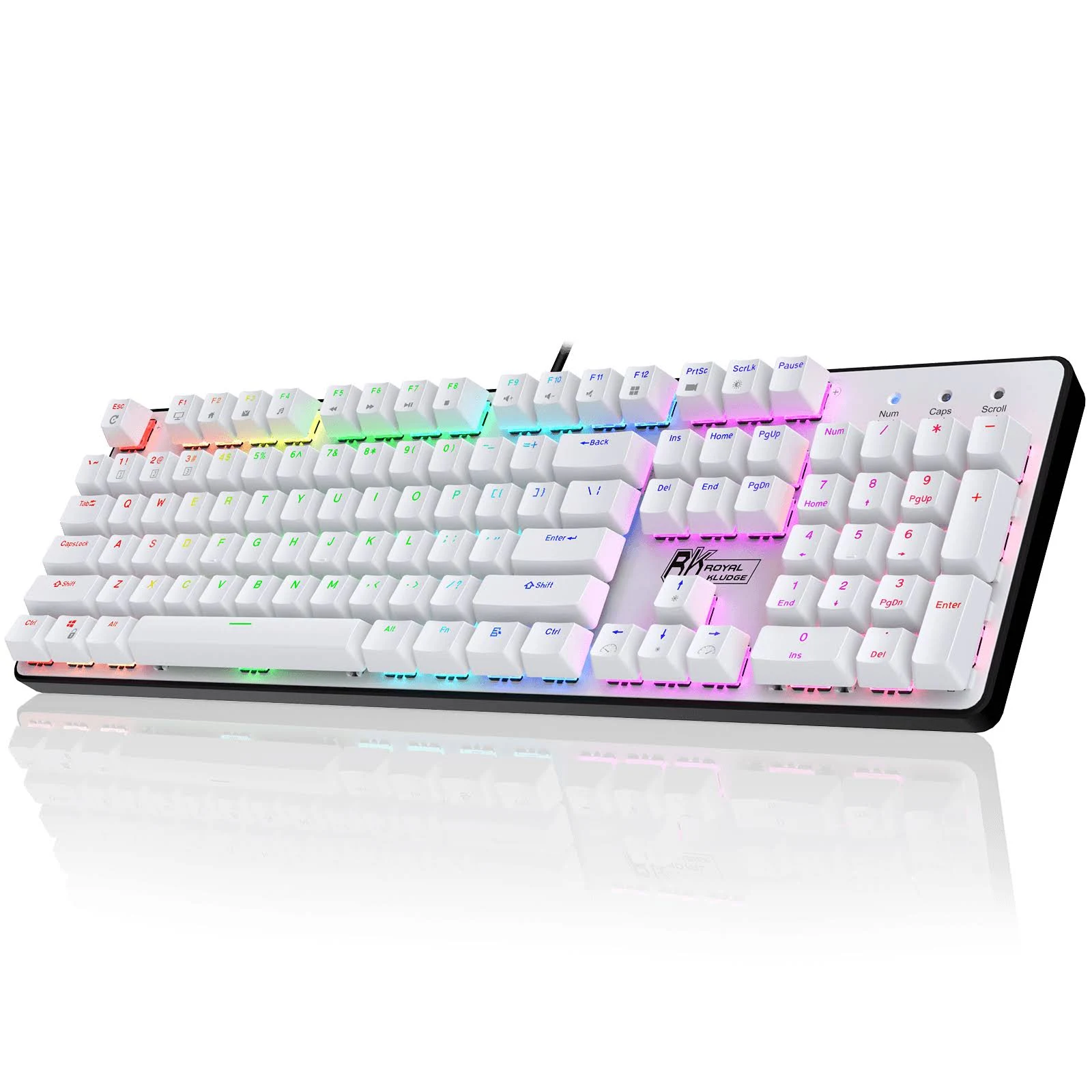 RK ROYAL KLUDGE RK920 Full Size Mechanical Keyboard, White