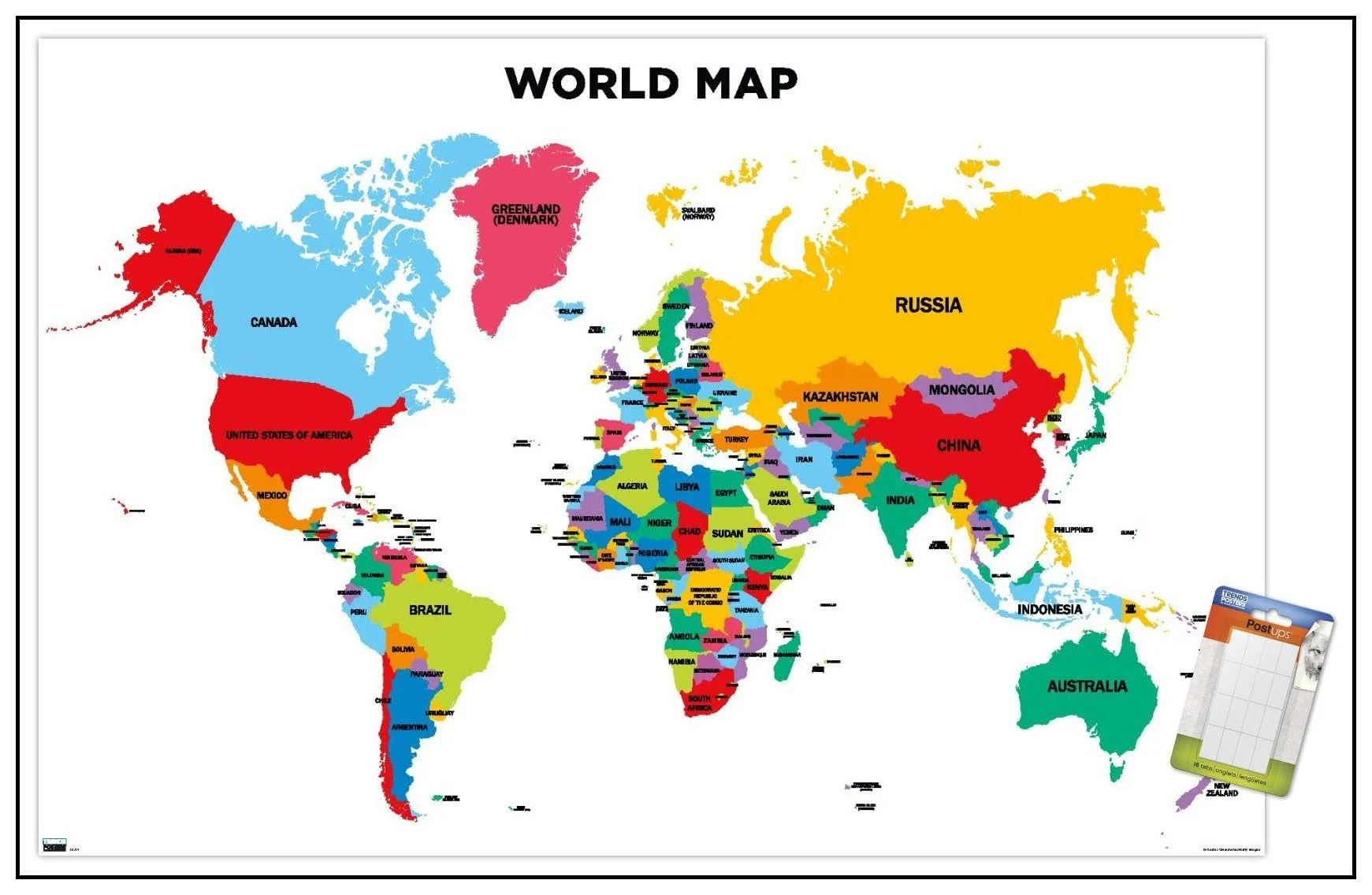 Trends International Map - World 2022 Unframed Wall Poster Prints