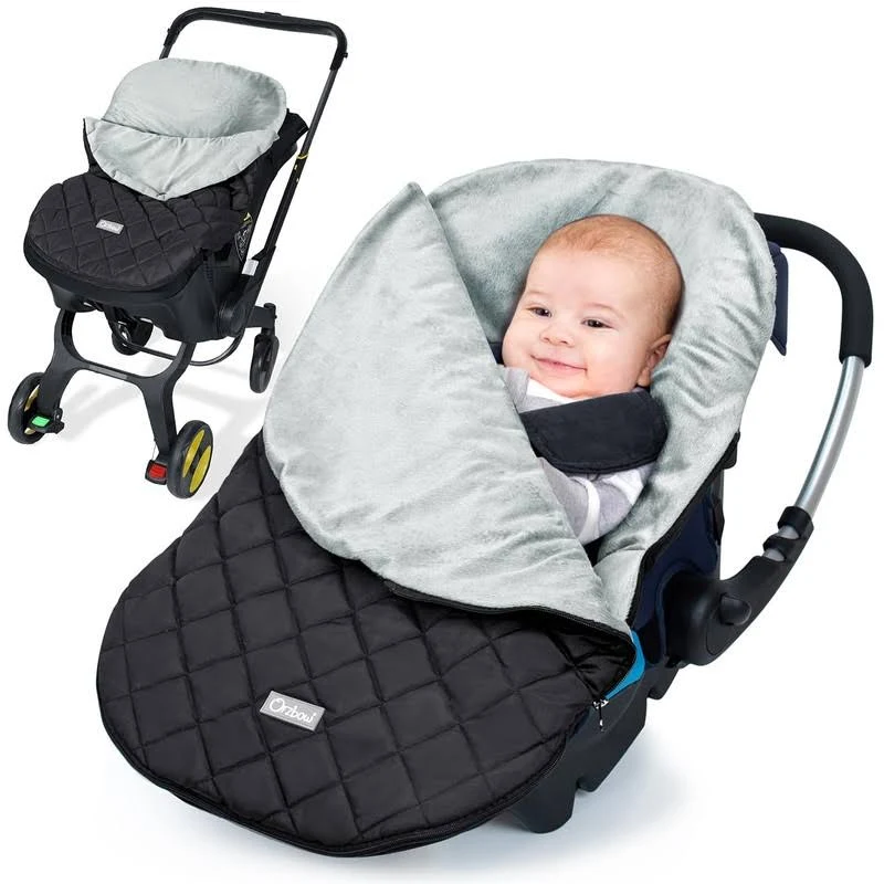 Orzbow Canopy Style Bunting Bag Weather in Car Seats and Strollers, Infant Blanket Warm in Winter (Black)