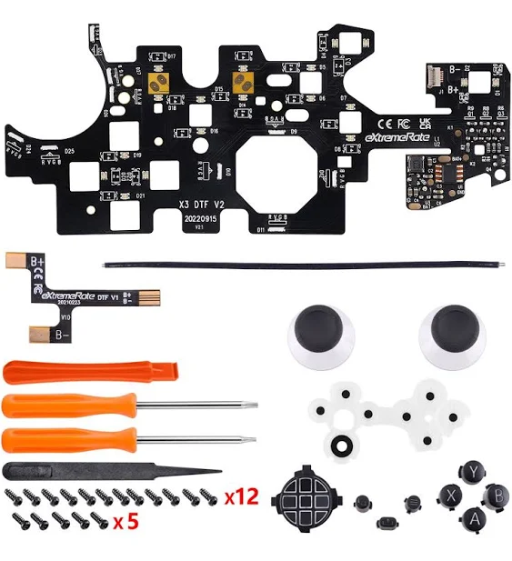 eXtremeRate Multi-Colors Luminated Buttons DTF LED Kit for Xbox Series X & S Controller - Black