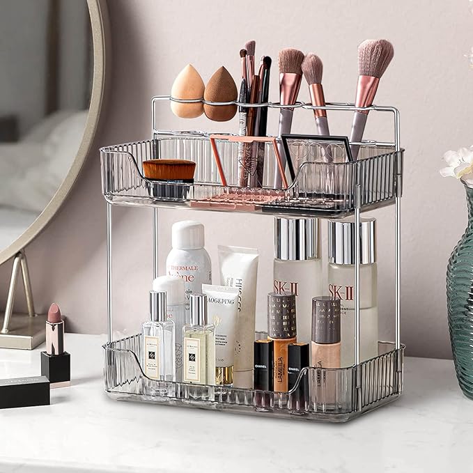 Fentwn Makeup Organizer for Vanity - Large Capacity Skincare Organizers and S...