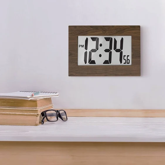 Large Frame Digital Wall Clock Mirrored Finish