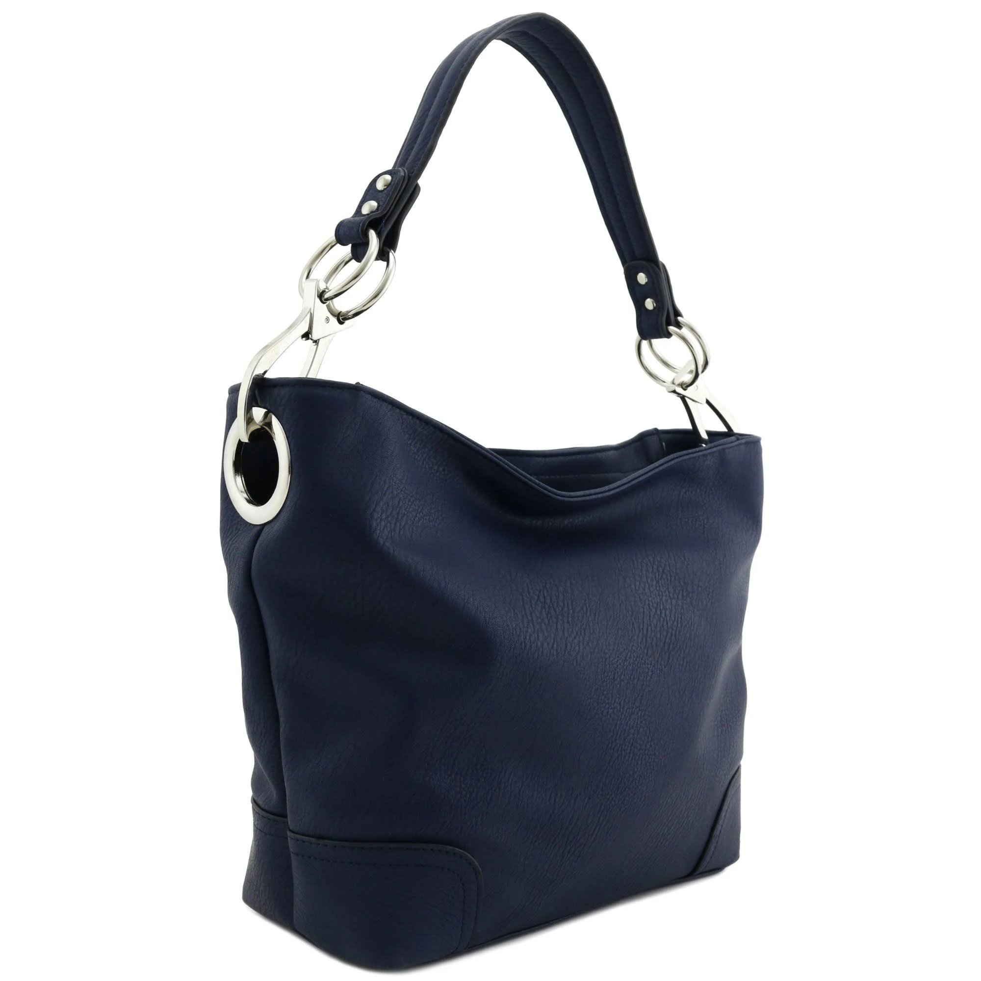 Hobo Shoulder Bag with Big Snap Hook Hardware