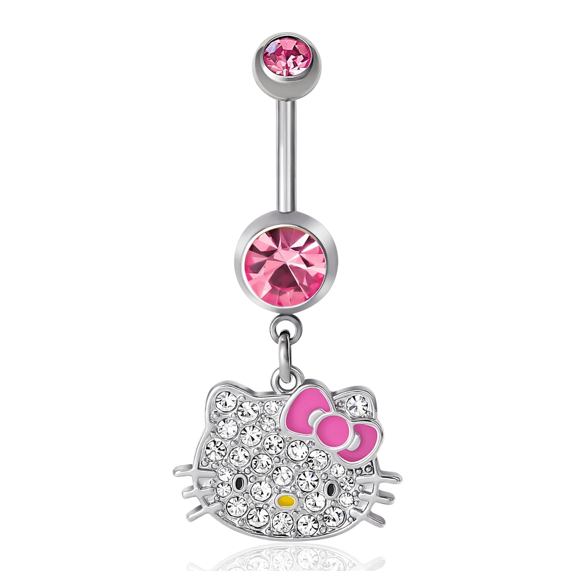 Hello Kitty Womens Sanrio 14G Stainless Steel Belly Button Ring