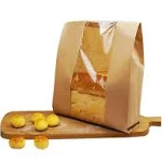 Pack of 25 Paper Bread Loaf Bag Kraft Food Packaging Storage Bakery Bag with Fro