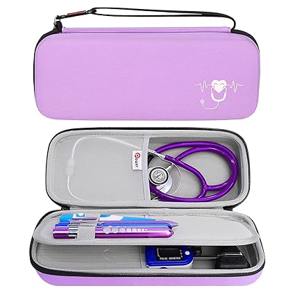 Stethoscope Carrying Case, Hard Stethoscope Case Compatible for 3M Littmann Classic III, Cardiology IV Diagnostic, MDF Acoustica Stethoscopes and Other Nurse Accessories (Purple)