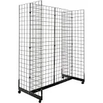 Only Hangers Gridwall Panel Display Fixture with Gondola Base - Black Grid Go...