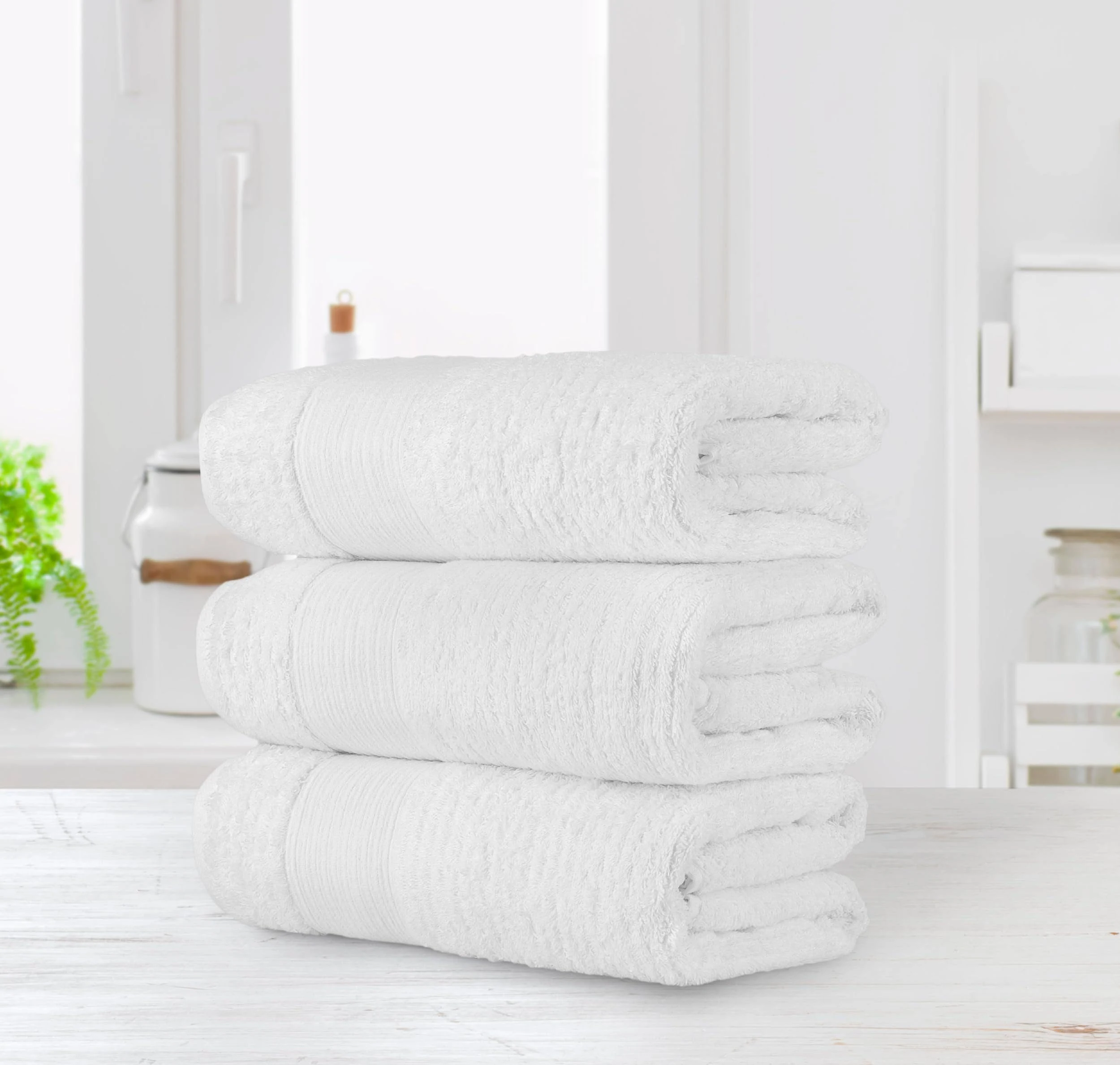 Chic Home Luxurious 3-Piece 100% Pure Turkish Cotton Bath Towels, 30" x 60", Ultra-Soft, Highly Absorbent, Jacquard Weave Design, Hypoallergenic, Long-Lasting, Oeko-TEX Certified Set, White