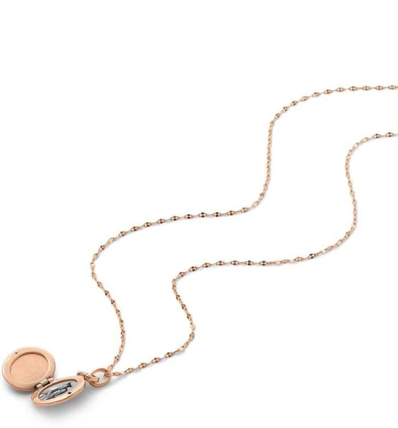 Fossil Women's Rose Gold-Tone Stainless Steel Pendant Chain Necklace for Women