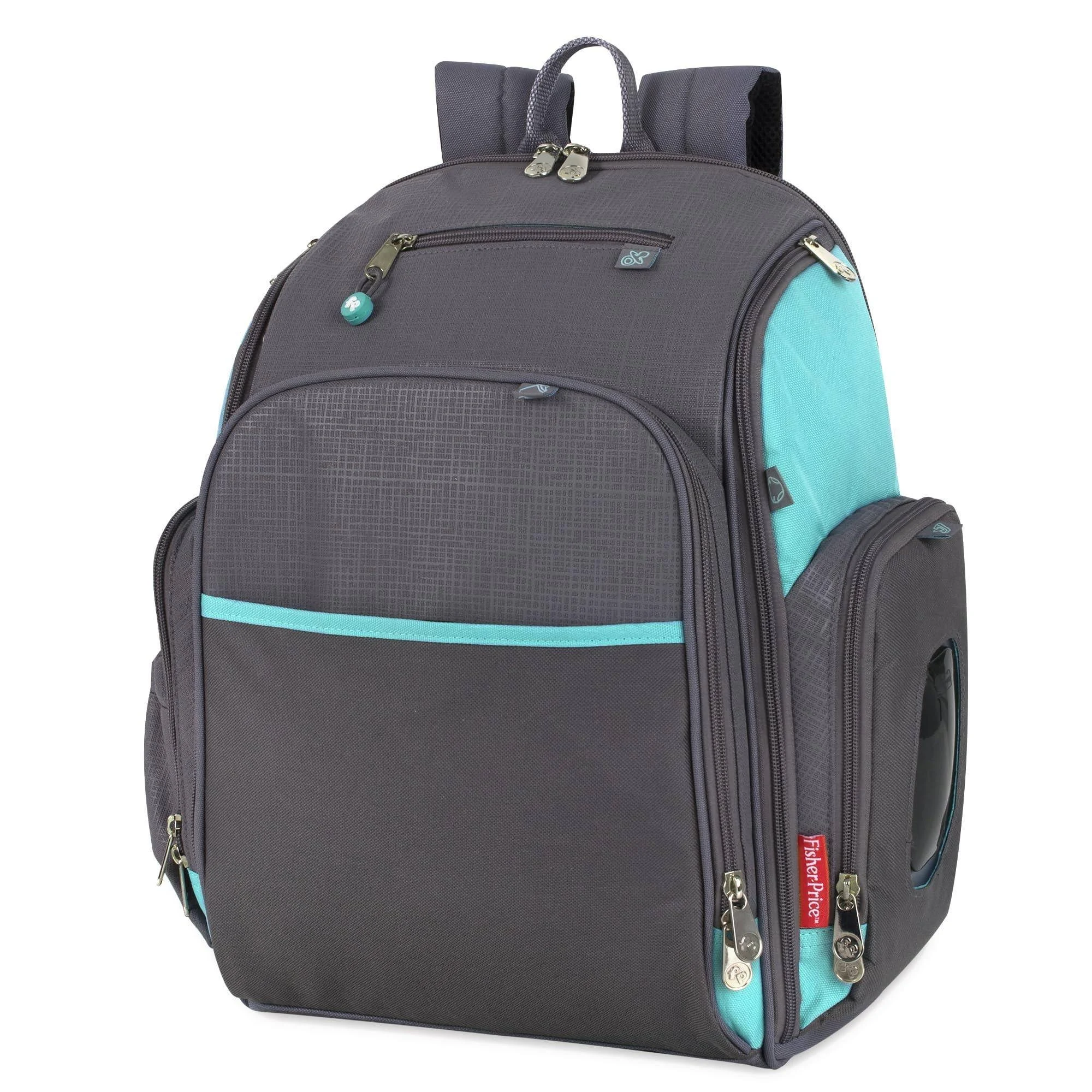 Fisher-Price Kaden Backpack Diaper Bag - Aqua/Gray