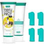 H&H Pets Dog Toothbrushes and Toothpaste Best Professional Cat & Dog Finger Tooth Brush, Dog Brush Set, Perfect for Dogs and Cats, Dog Supplies - Size Small 4 Count 3.5 Oz Toothpaste (100g)