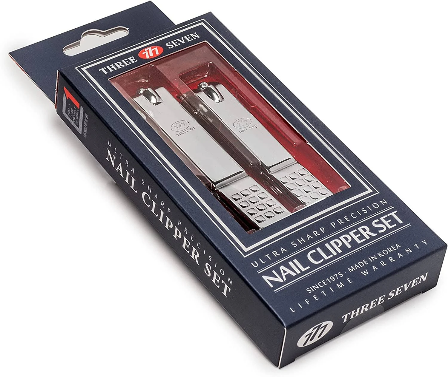 Korean Nail Clipper| World No. 1. Three Seven (777) Nail Clippers Sets, Ultra Sharp Sturdy Large Fingernail & Extra Large Toenail Clippers Set (P132C) Made in Korea, Since 1975, Silver Gold