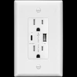 LIDER USB Outlet with Power Delivery, USB Type-C, USB Type-A