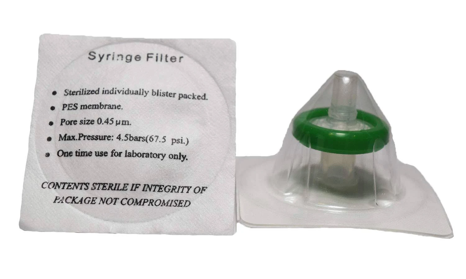 Syringe Filter Sterile, PES 0.45μm 13mm Green (75/PK)