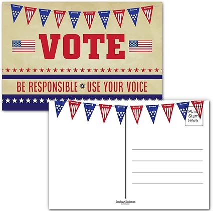 Stonehouse Collection | Vote Postcards- Use Your Voice | Patriotic Blank Cards- Remind Your Friends & Family | Your Vote Counts | Ready To Mail - Made in the USA