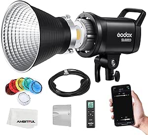 Godox SL60II-D SL-60W Upgraded CRI 96+,TLCI 97+ LED Video Light White Daylight Continuous Light 5600±200K 70W Bowens Mount New APP Control with 8-FX Effects + RC-A6 Remote Control