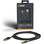 SCUF Braided USB-C Cable 6 Feet / 2 Meters USB Type C Connection and Charging for Xbox Controllers, PS5 Controllers, and Smart Phones - Black