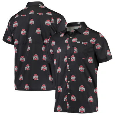 Shop Columbia Black Ohio State Buckeyes Super Slack Tide Omni-shade Button-up Shirt