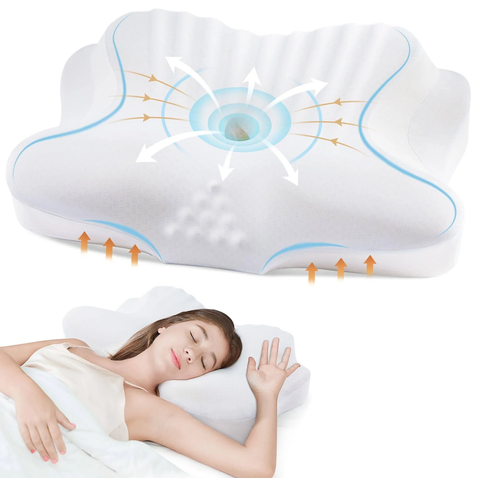 FAIORD Cervical Pillow for Neck and Shoulder Pain, Ergonomic Contour Orthopedic ...