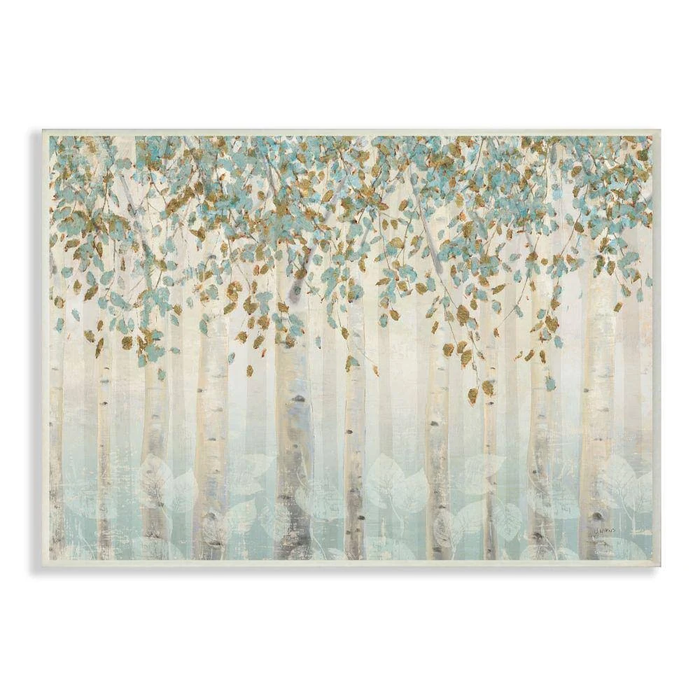 Stupell Industries Abstract Forest Leaves Trees Blue Tan Soft Painting