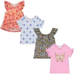 Btween 4-Pack Girls' Tops, Tees & Blouses - Short Sleeve Tshirts, Ruffle Top, Off ...