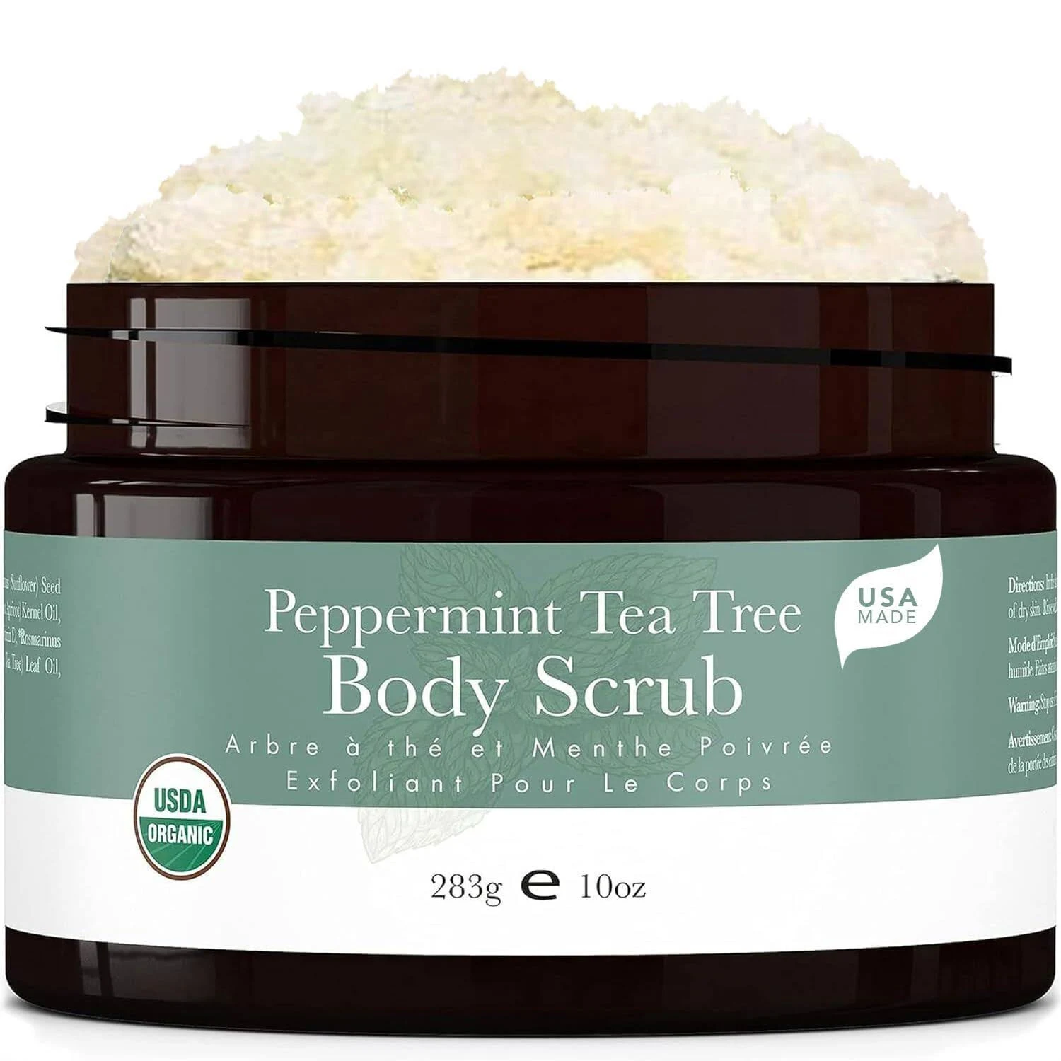 Organic Body Scrub - Peppermint Tea Tree Sugar Scrub Hydrating Exfoliating Body Scrub for Women & Men, Body Exfoliator for Shower and Bath