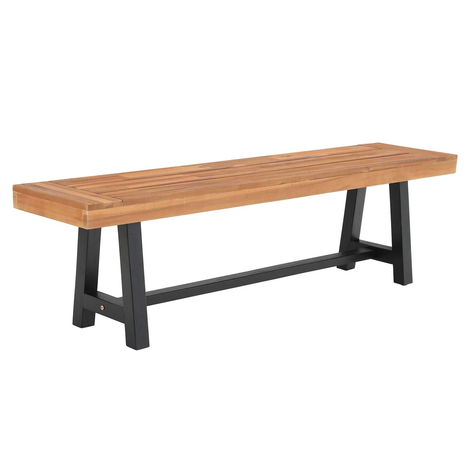 Sophia & William Outdoor Patio Acacia Wood Bench 63.0 inch L x 14.4 inch W x 17.9 inch H, Oil Finished Backless Wooden Garden Park Bench for Patio