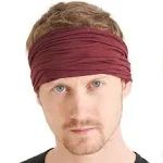 Charm Maroon Japanese Bandana Headbands for Men and Women – Comfortable Head Bands with Elastic Secure Snug Fit Ideal Runners Fitness Sports Football