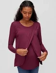 Motherhood Maternity Small Pull Over Long Sleeve Nursing Tee in Wine