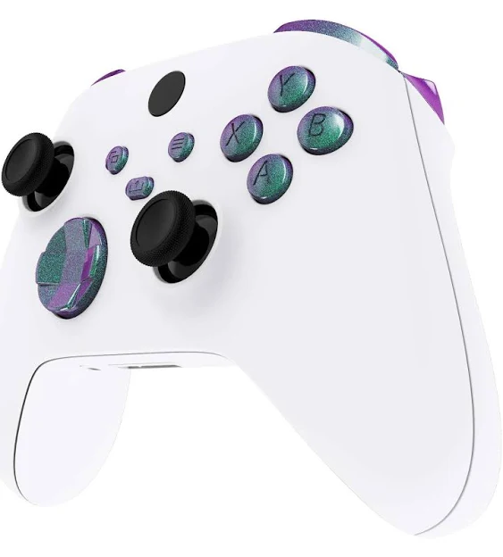 eXtremeRate Replacement Buttons for Xbox Core Wireless Controller, Chameleon Green Purple Bumpers Trigers Dpad ABXY Start Back Sync Share Keys Accessories Parts for Xbox Series X & S Controller