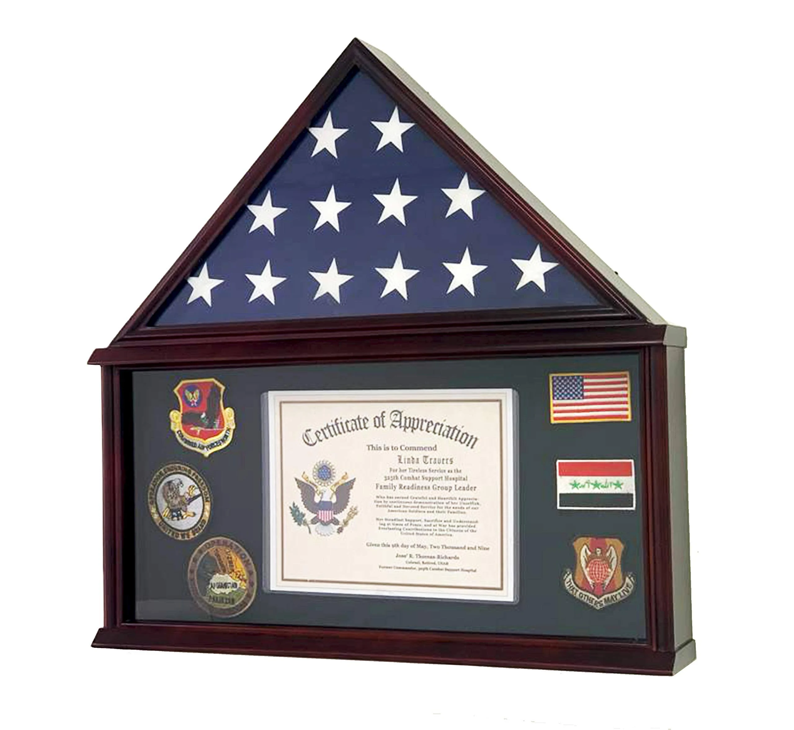 DECOMIL - Large Military Shadow Box Frame Memorial Burial Funeral Flag Display ...