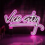 Vice City Neon Sign Pink Led Sign for Bedroom Wall Decor USB Powered Letter Neon Light for Game Room, Bar, Man Cave, Gaming Zone (18.5x11.4 inch)