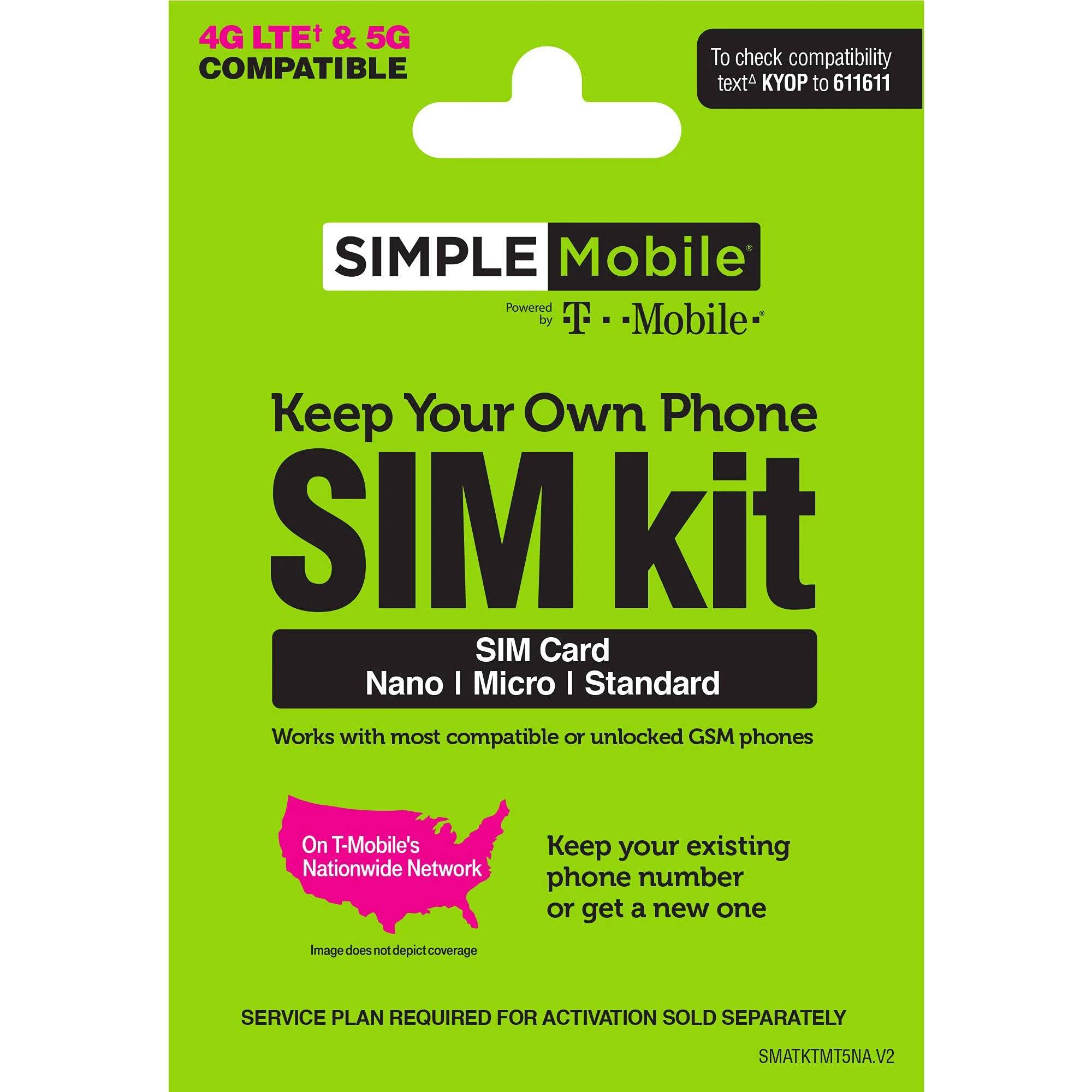 Simple Mobile Prepaid Sim Card Kit (4G LTE Network)