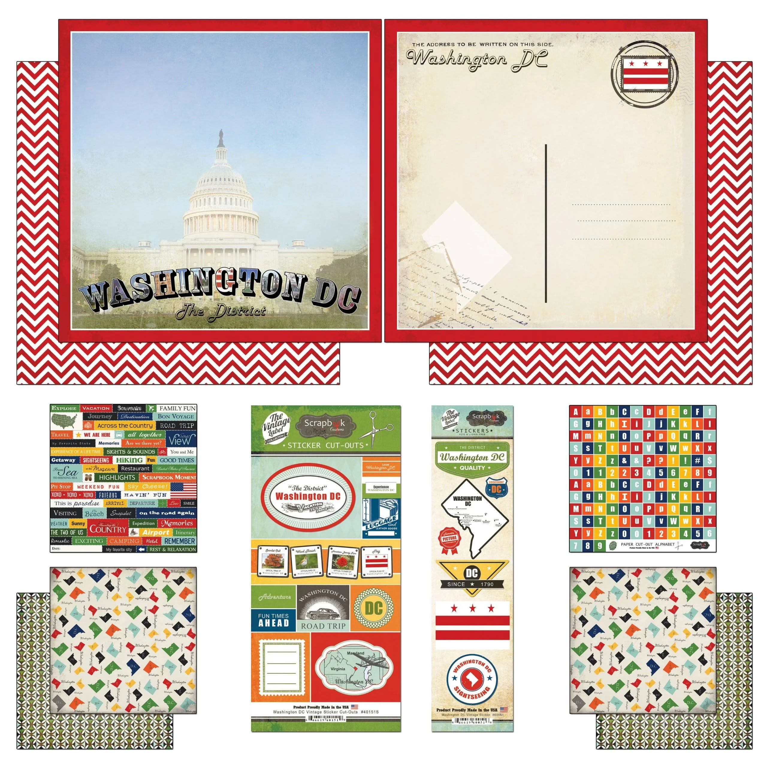 Scrapbook Customs Themed Paper and Stickers Scrapbook Kit, Washington D.C., 12 inch by 12 inch