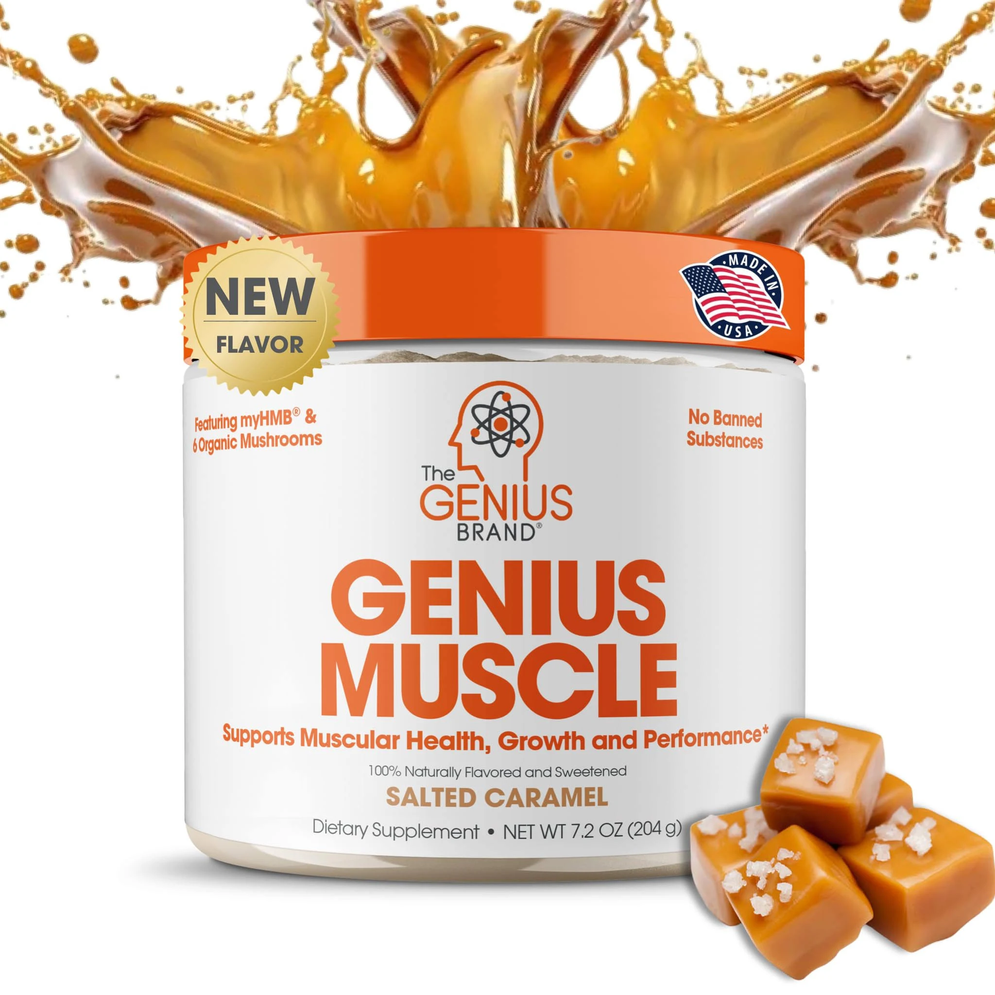 Genius Muscle Builder &amp; Mass Gainer Supplement, Salted Caramel - 100% Natural...