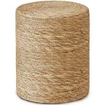 Wimarsbon Ottoman Poufs, 100% Natural Seagrass Pouffe, Hand Weave Round Footstool with Wood Frame, Sitting Braided Footrest, Home Boho Decorative