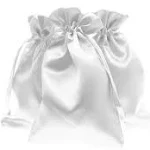 6" x 9" White Satin Gift Bags, Jewelry Bags, Wedding Favor Drawstring Bags Baby Shower Christmas Gift Bags 50 per Pack