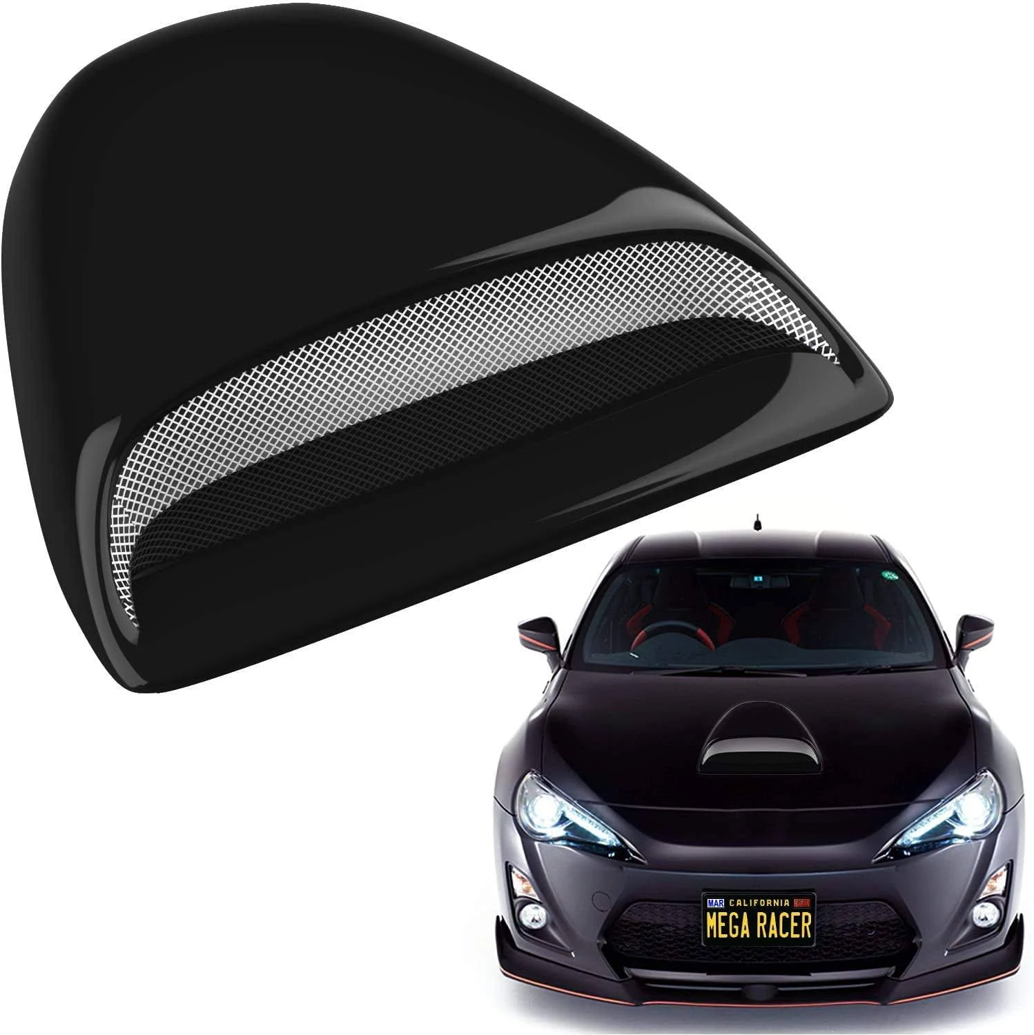 Mega Racer Black Hood Scoop - ABS Plastic, 1 Piece ,