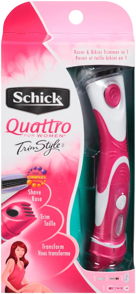 Schick Quattro For Women Trimstyle Razor & Bikini Trimmer (Color Mat Vary)