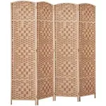 Rose Home Fashion Room Divider Privacy Screen 15.7" Room Dividers and Folding Privacy Screens 4 Panel Natural Room Divider Wall 6FT Tall Partition Room Divider Separator