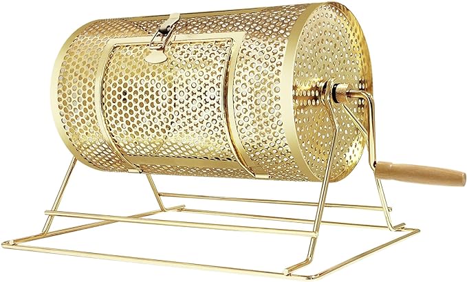 YUZPKRSI Raffle Drum, Professional Brass Plated Raffle Ticket Spinning Cage with Wooden Turning Handle, Large Capacity Holds 2500 Tickets, Raffle Balls (Not Included)