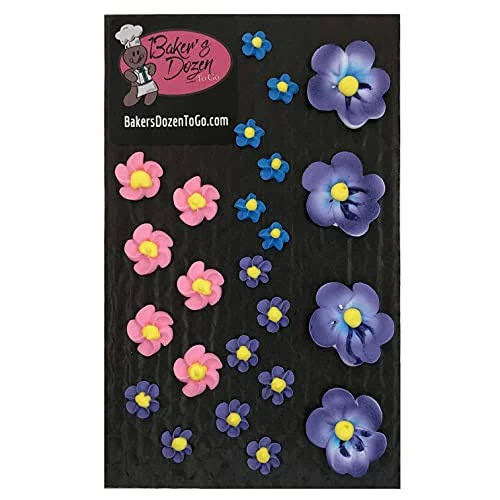 Bakersdozentogo Pansy Flower Assortment Edible Icing Cupcake Topper