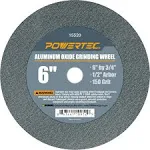 POWERTEC Bench Grinder Wheel 6 Inch 150 Grit, Aluminum Oxide Grinding Wheel for Bench Pedestal Grinder, 3/4" Thick 1/2" Arbor, Sharpening & Shaping Drill Bits, Blade, and Chisel 1PK (15520)