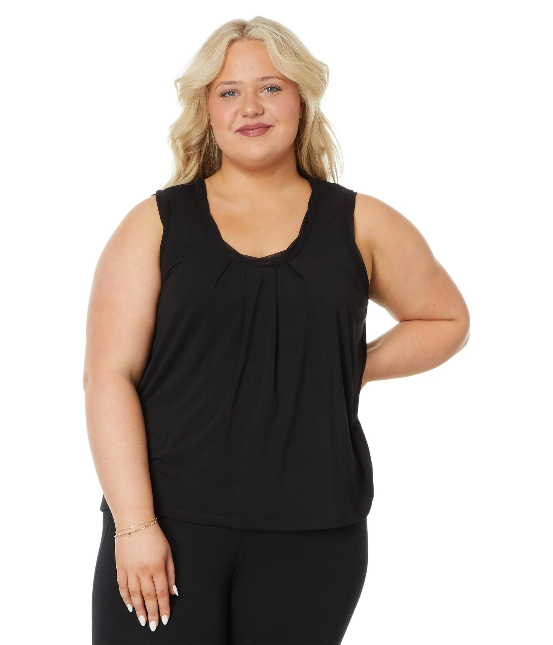 NIC+ZOE Plus Date Night Drape Tank - Black - XLarge